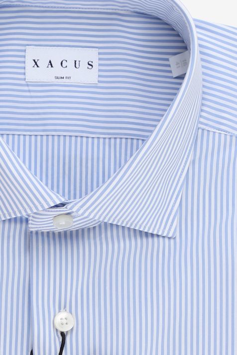 Camicia Uomo Xacus Slim Righe 72% cotone 3% elastan 25% pa collo Francese Manica lunga