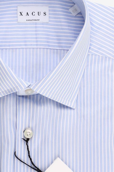 Camicia Uomo Xacus Classic Righe 100% cotone collo Francese Manica lunga