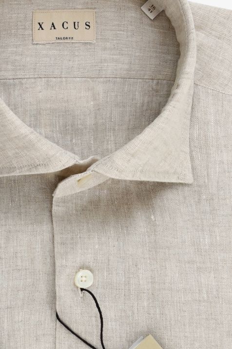 Camicia Uomo Xacus Regular Tinta unita 100% lino collo Francese Manica lunga