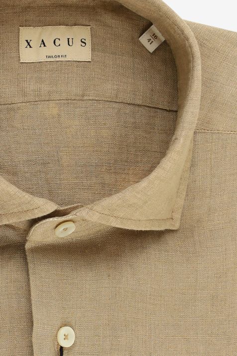 Camicia Uomo Xacus Regular Tinta unita 100% lino collo Francese Manica lunga