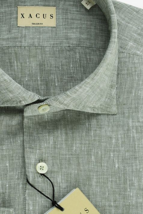 Camicia Uomo Xacus Regular Tinta unita 100% lino collo Francese Manica lunga