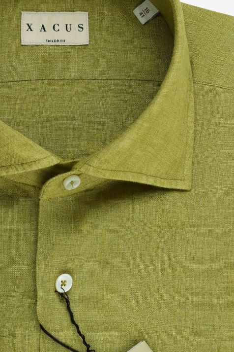 Camicia Uomo Xacus Regular Tinta unita 100% lino collo Francese Manica lunga