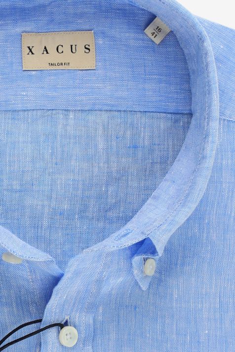 Camicia Uomo Xacus Regular Tinta unita 100% lino collo Button down Manica lunga