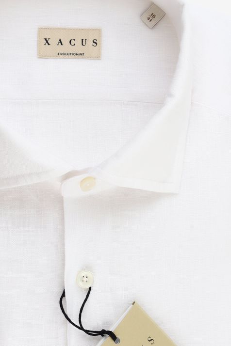 Camicia Uomo Xacus Classic Tinta unita 100% lino collo Francese Manica lunga