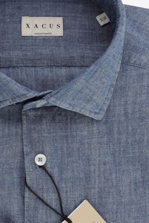Camicia Uomo Xacus Classic Tinta unita 100% cotone collo Francese Manica lunga