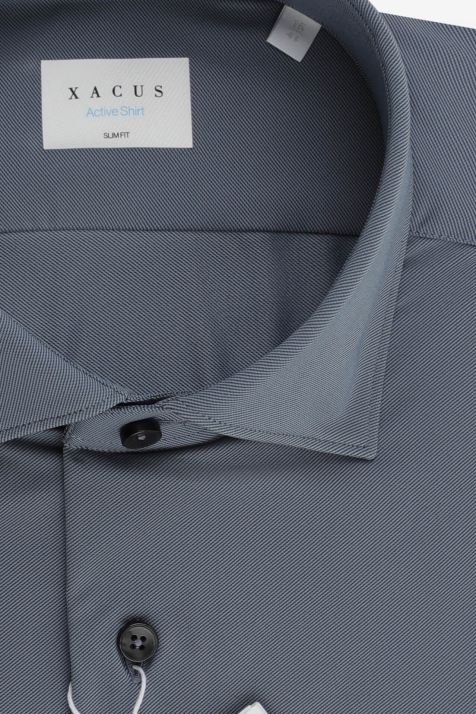Camicia Uomo Xacus Slim Tinta unita 87% poliammide 13% elastan collo Francese Manica lunga