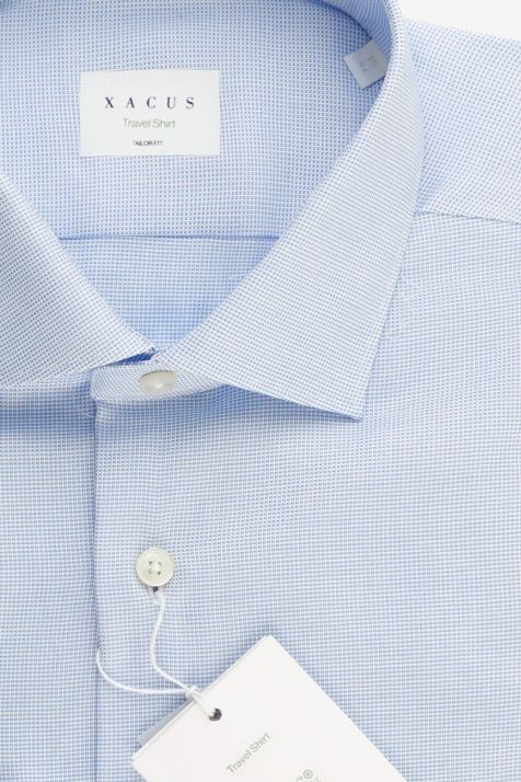Camicia Uomo Xacus Regular No Stiro Micro disegno 100% cotone collo Francese Manica lunga