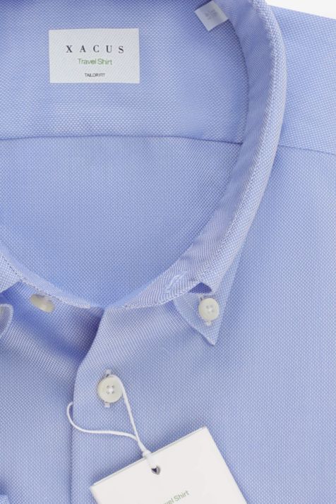 Camicia Uomo Xacus Regular No Stiro Tinta unita 100% cotone collo Button down Manica lunga