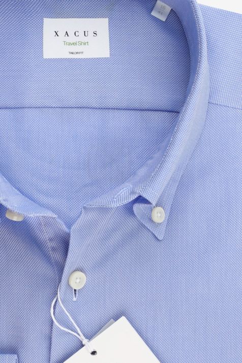 Camicia Uomo Xacus Regular No Stiro Tinta unita 100% cotone collo Button down Manica lunga
