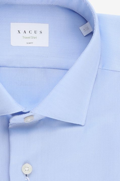 Camicia Uomo Xacus Slim No Stiro Tinta unita 100% cotone collo Francese Manica lunga