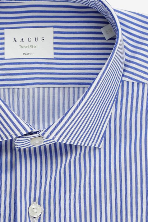 Camicia Uomo Xacus Regular No Stiro Righe 100% cotone collo Francese Manica lunga