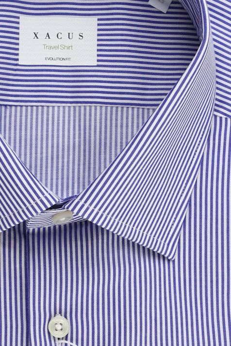 Camicia Uomo Xacus Classic No Stiro Righe 100% cotone collo Francese Manica lunga