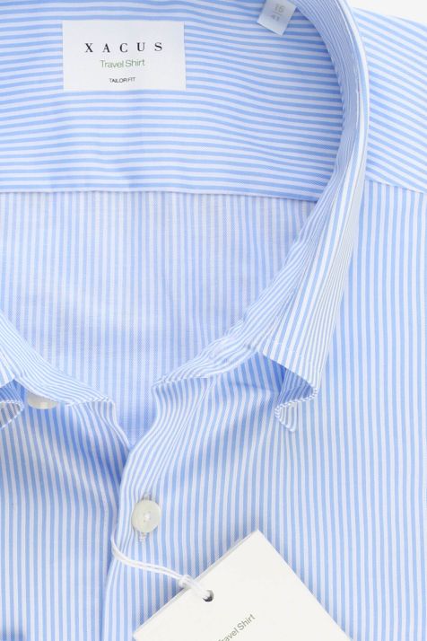 Camicia Uomo Xacus Regular No Stiro Righe 100% cotone collo Button down Manica lunga