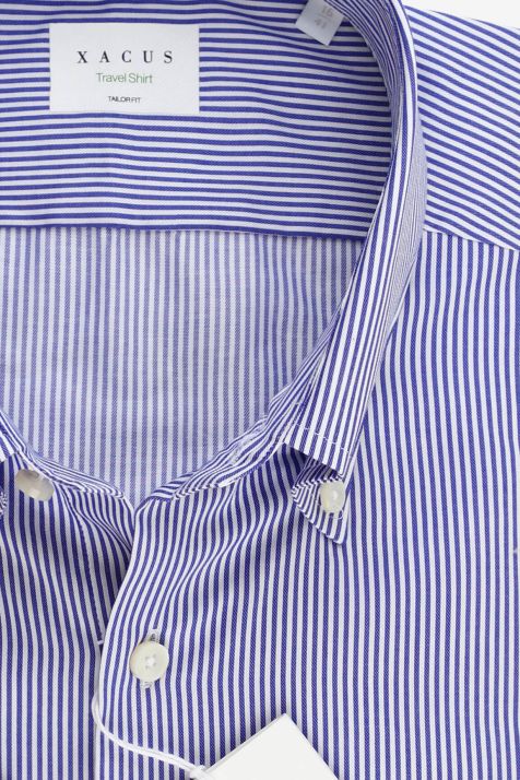 Camicia Uomo Xacus Regular No Stiro Righe 100% cotone collo Button down Manica lunga