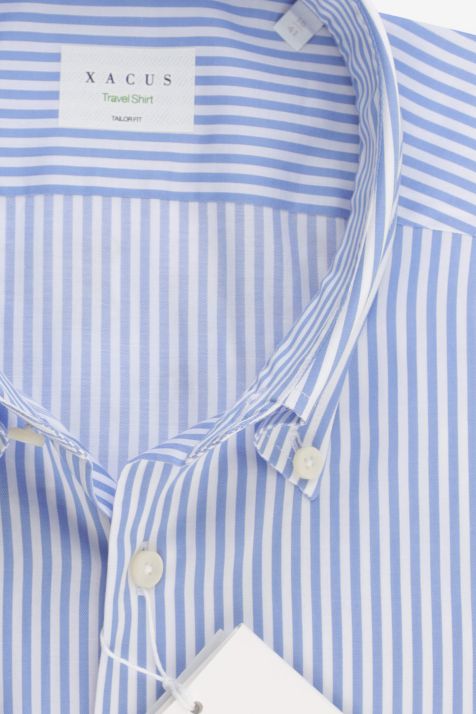 Camicia Uomo Xacus Regular No Stiro Righe 100% cotone collo Button down Manica lunga