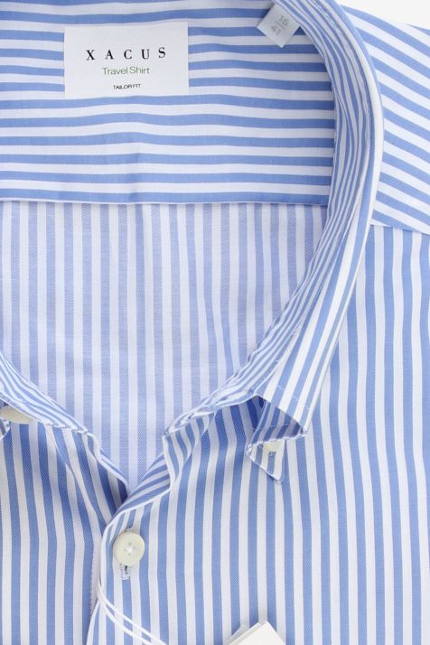 Camicia Uomo Xacus Regular No Stiro Righe 100% cotone collo Button down Manica lunga