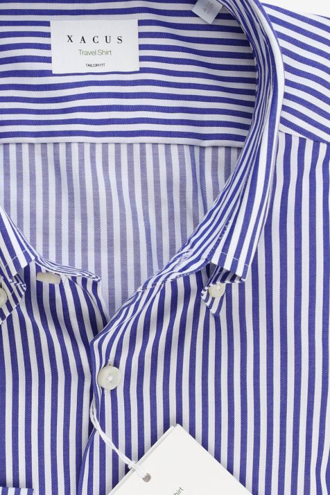 Camicia Uomo Xacus Regular No Stiro Righe 100% cotone collo Button down Manica lunga