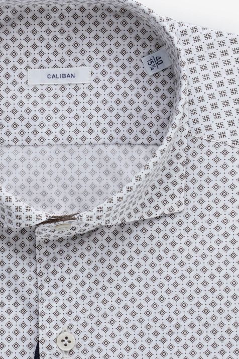 Camicia Uomo Caliban Regular Micro disegno 100% cotone collo Francese Manica lunga