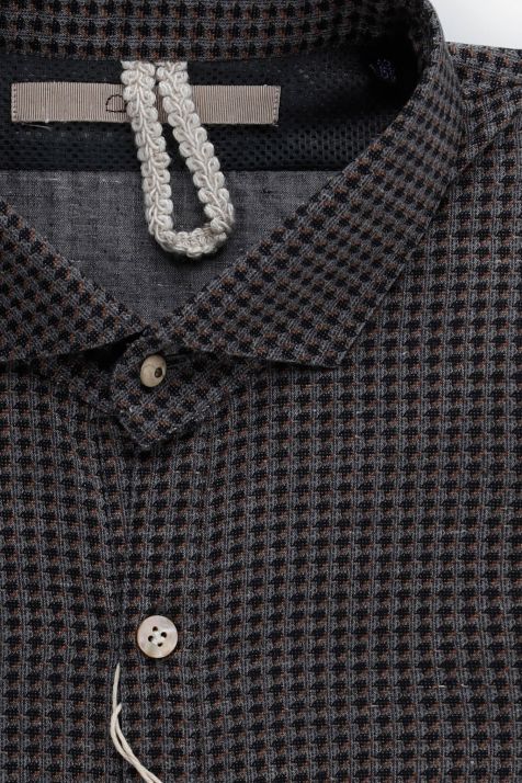 Camicia Uomo DNL Slim Micro disegno 100% cotone collo Francese Manica lunga
