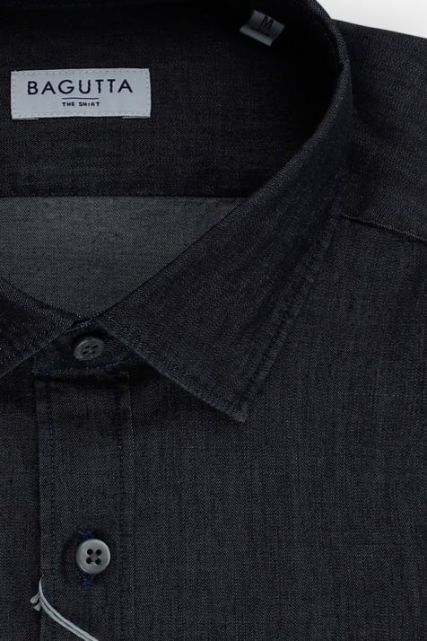 Camicia Uomo Bagutta Slim Tinta unita 100% cotone collo Italiano Manica lunga