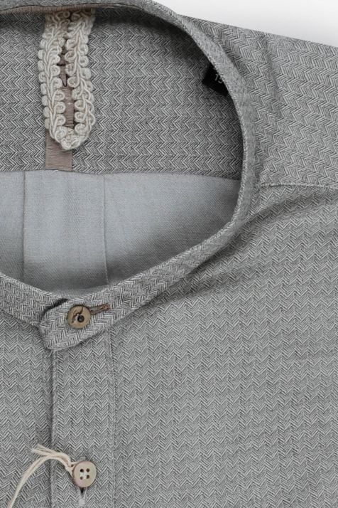 Camicia Uomo DNL Slim Micro disegno 15% Wolle 85% V collo Coreano Manica lunga