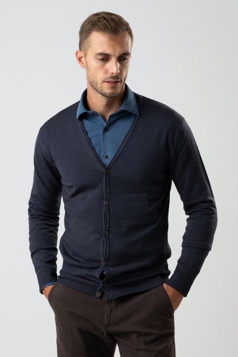 Maglia Uomo Privati Firenze Cardigan Slim Tinta unita 100% Lana merinos