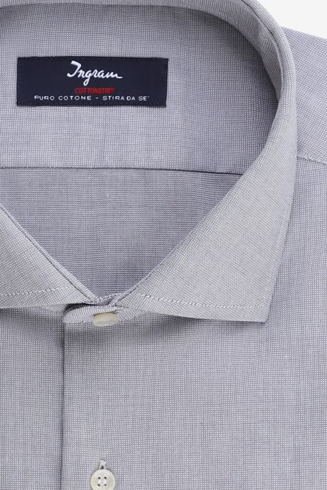 Camicia Uomo Ingram Slim No Stiro Tinta unita 100% cotone collo Francese Manica lunga