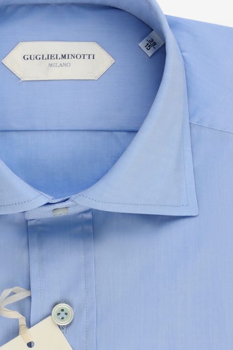 Camicia Uomo Guglielminotti Slim Tinta unita 97% cotone 3% elastan collo Francese Manica lunga