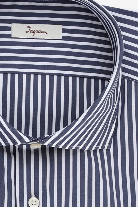 Camicia Uomo Ingram Slim Righe 72% cotone 3% elastan 25% pa collo Francese Manica lunga