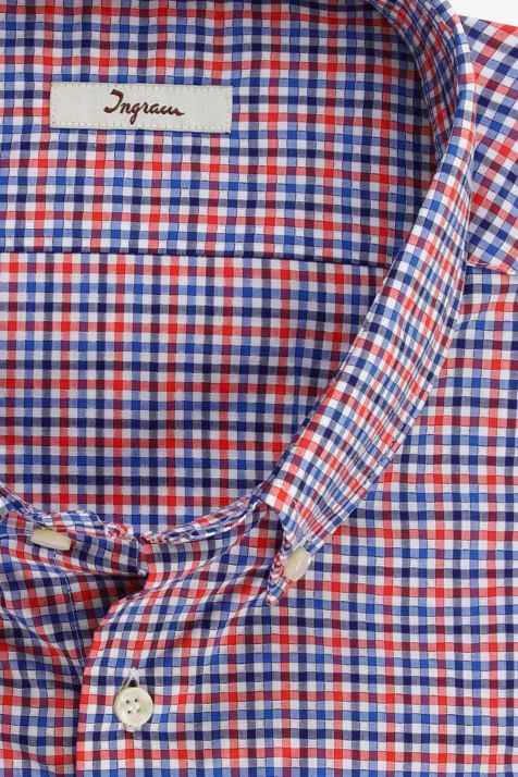Camicia Uomo Ingram Regular Quadri 100% cotone collo Button down Manica lunga