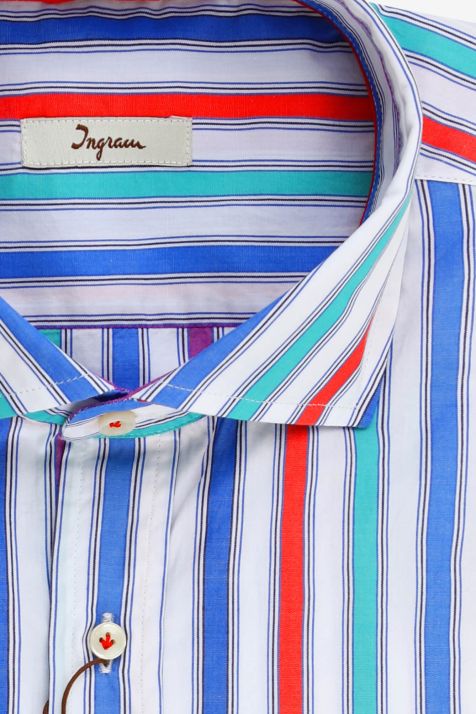 Camicia Uomo Ingram Classic Righe 100% cotone collo Francese Manica lunga