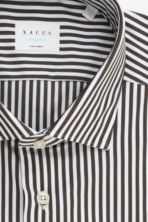 Camicia Uomo Xacus Classic Righe 86% poliammide 14% elastan  collo Francese Manica lunga