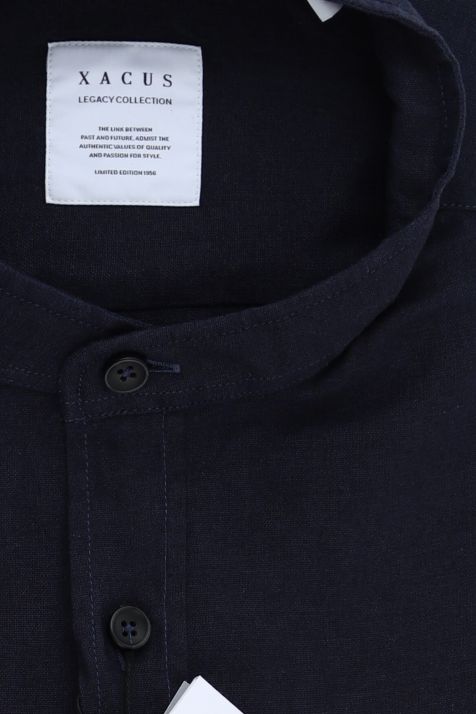 Camicia Uomo Xacus Regular Tinta unita 55% lino 45% cotone collo Coreano Manica lunga
