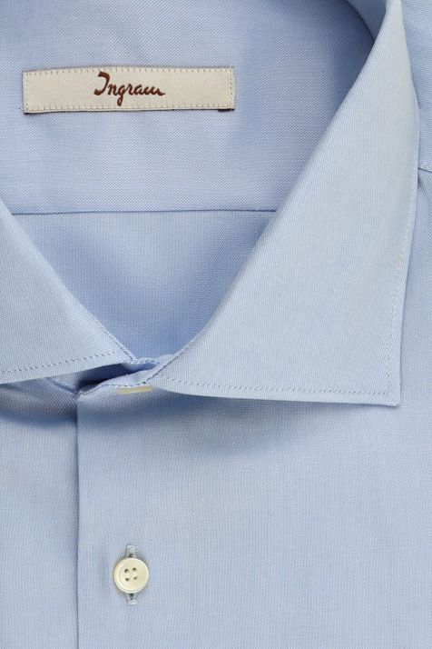Camicia Uomo Ingram Slim Tinta unita 100% cotone collo Francese Manica lunga