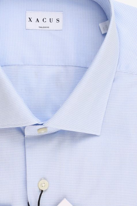 Camicia Uomo Xacus Regular Micro disegno 100% cotone collo Francese Manica lunga