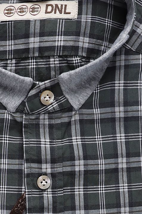 Camicia Uomo DNL Slim Quadri 100% cotone collo Italiano Manica lunga