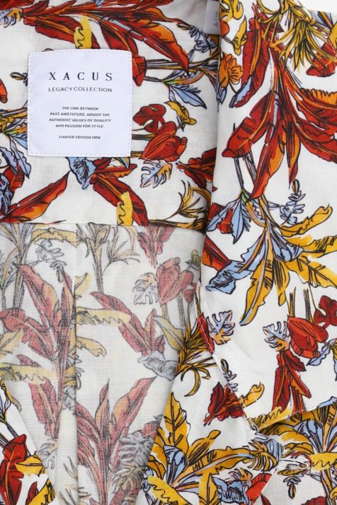 Camicia Uomo Xacus Regular Fantasia 100% cotone collo Hawaii Manica corta