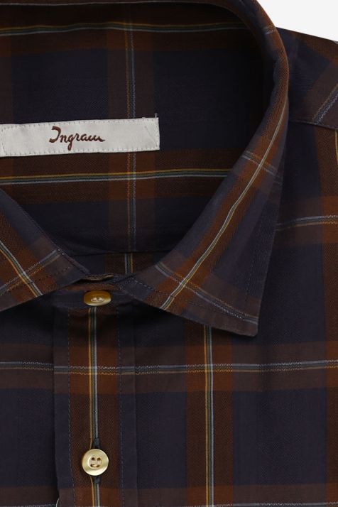 Camicia Uomo Ingram Classic Quadri 100% cotone collo Francese Manica lunga