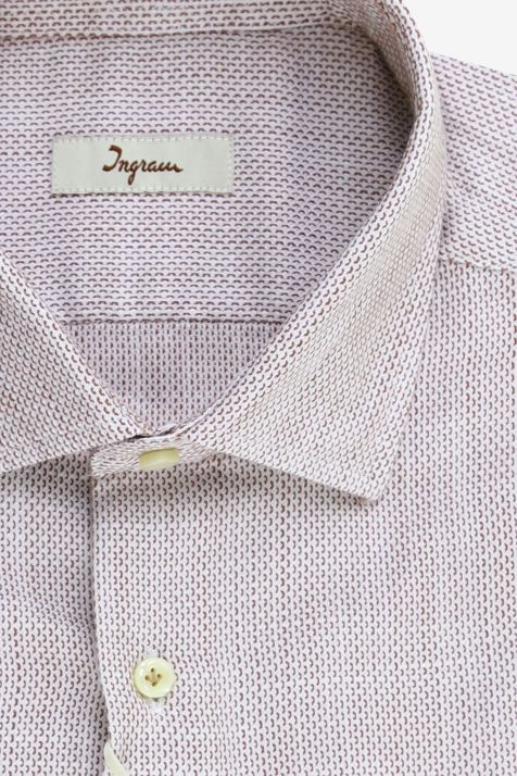 Camicia Uomo Ingram Regular Micro disegno 100% cotone collo Francese Manica lunga