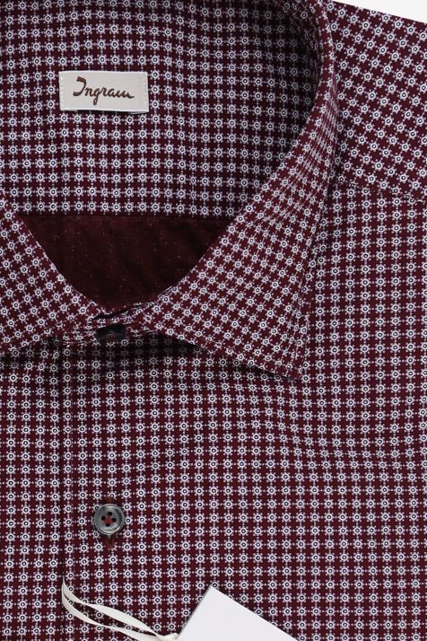 Camicia Uomo Ingram Regular Micro disegno 100% cotone collo Francese Manica lunga