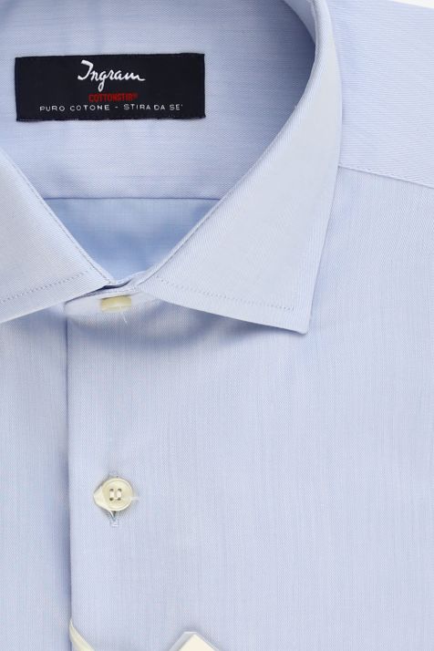 Camicia Uomo Ingram Regular No Stiro Tinta unita 100% cotone collo Francese Manica lunga