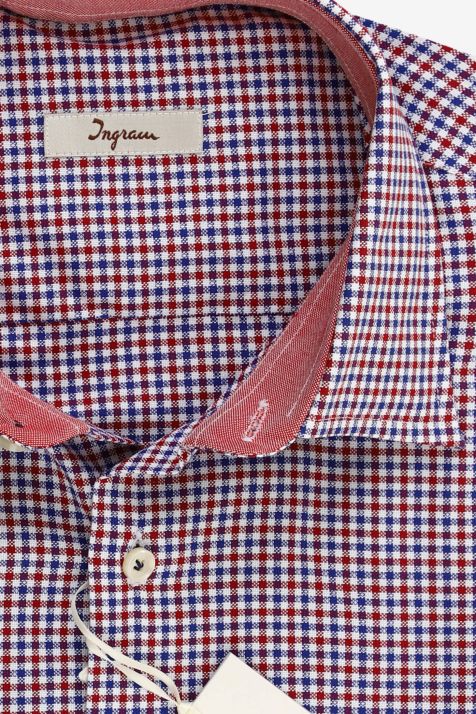 Camicia Uomo Ingram Classic Quadri 100% cotone collo Francese Manica lunga