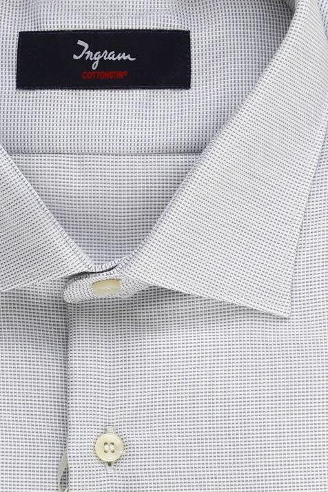 Camicia Uomo Ingram Slim No Stiro Micro disegno 100% cotone collo Francese Manica lunga