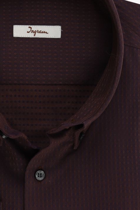 Camicia Uomo Ingram Classic Micro disegno 100% cotone collo Button down Manica lunga