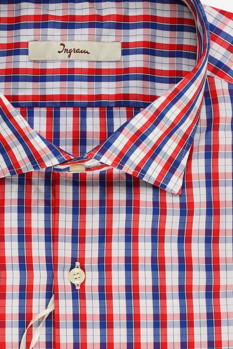 Camicia Uomo Ingram Slim Quadri 100% cotone collo Francese Manica lunga