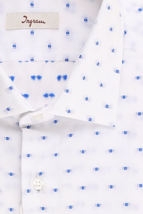 Camicia Uomo Ingram Slim Micro disegno 100% cotone collo Francese Manica lunga