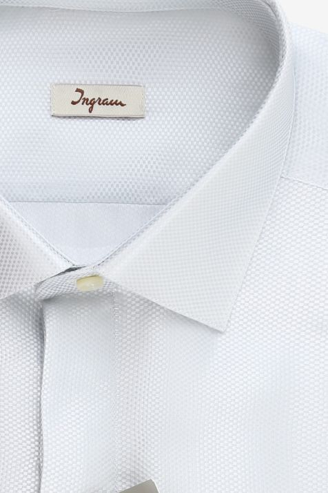 Camicia Uomo Ingram Regular Micro disegno 55% cotone 45% viscosa collo Francese Manica lunga