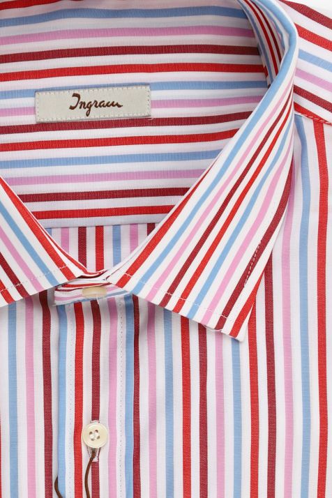 Camicia Uomo Ingram Classic Righe 100% cotone collo Francese Manica lunga