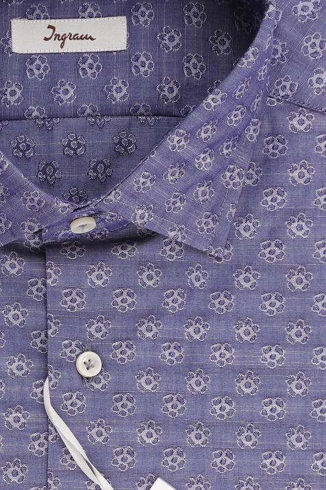 Camicia Uomo Ingram Slim Fantasia 100% cotone collo Francese Manica lunga