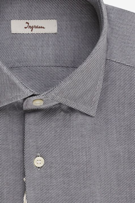 Camicia Uomo Ingram Regular Righe 100% cotone collo Francese Manica lunga